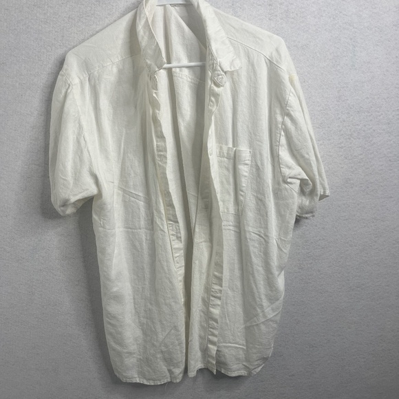 Cotton On Other - H&M White Linen Blend Button Front Short Sleeve Shirt Large